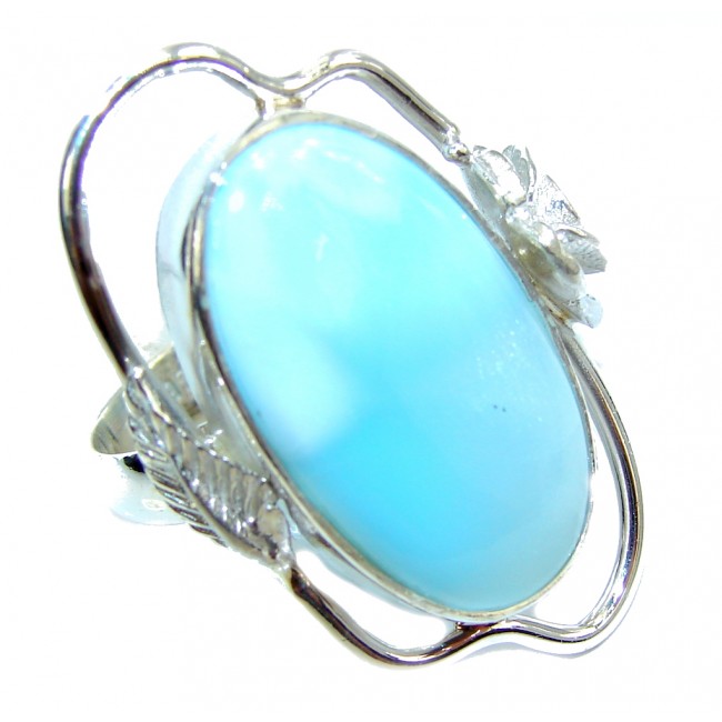 Very Delicate AAA Blue Larimar Sterling Silver Ring s. 8
