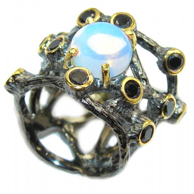 Delicate Beauty AAA Opalite, Gold Plated, Rhodium Plated Sterling Silver ring s. 8 1/4