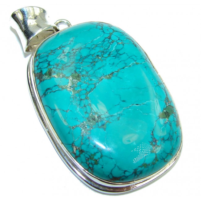 Large! Corrico Lake Blue Turquoise Sterling Silver Pendant