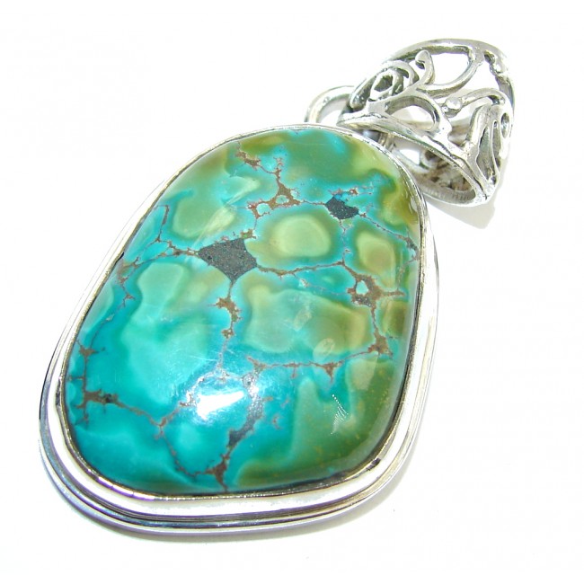 Authentic Green Turquoise Sterling Silver Pendant