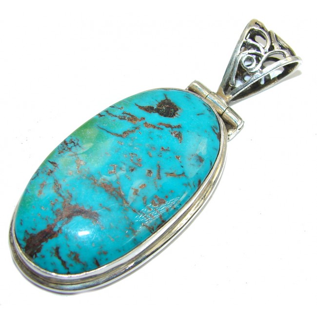 Authentic Southwest Blue Turquoise Sterling Silver Pendant