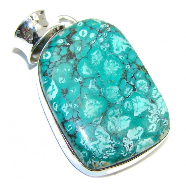 Authentic Blue Turquoise Sterling Silver Pendant