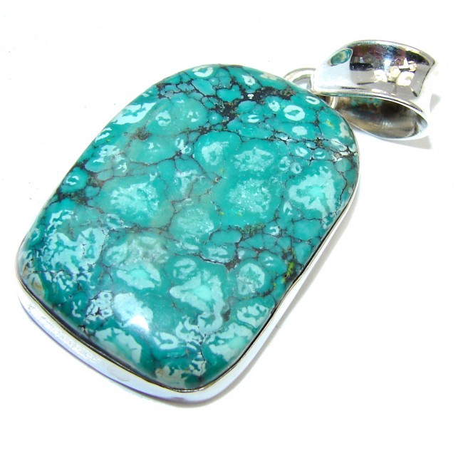 Authentic Blue Turquoise Sterling Silver Pendant