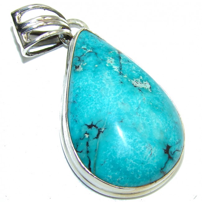 Genuine Southwest Blue Turquoise Sterling Silver Pendant