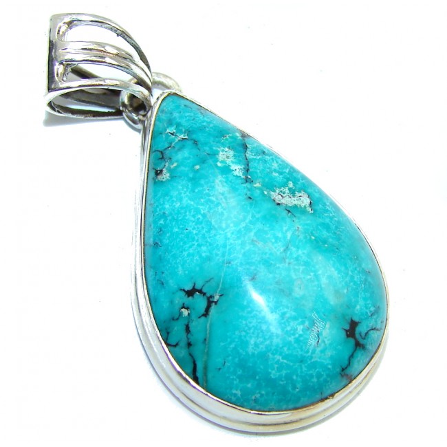 Genuine Southwest Blue Turquoise Sterling Silver Pendant