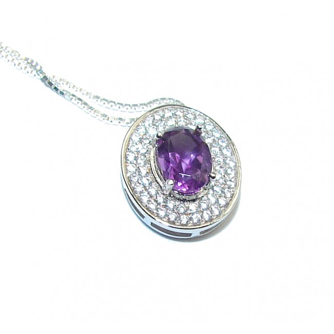Genuine Purple Amethyst & White Topaz Sterling Silver Necklace
