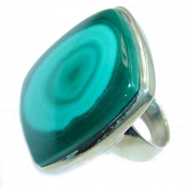 Big! Natural AAA Green Malachite Sterling Silver ring s. 8 1/4