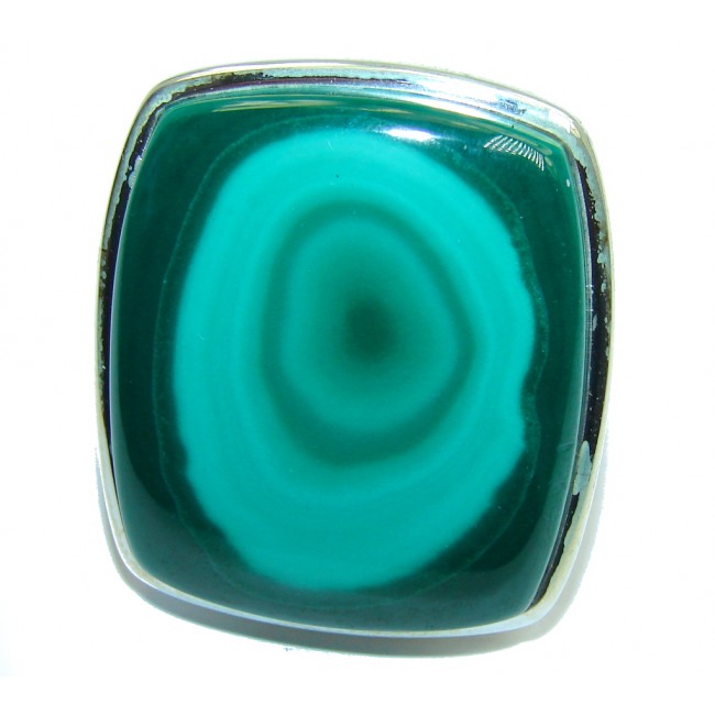 Big! Natural AAA Green Malachite Sterling Silver ring s. 8 1/4