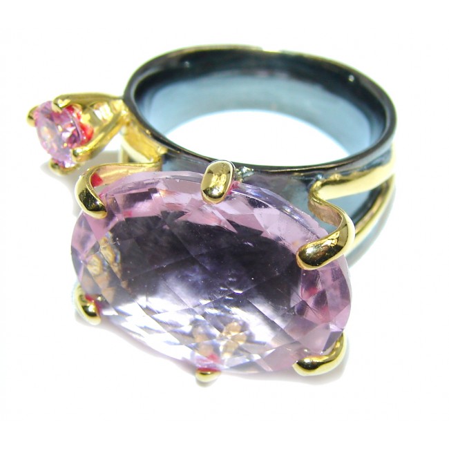 Summer Beauty AAA Pink Topaz, Gold Plated, Rhodium Plated Sterling Silver ring; s. 6