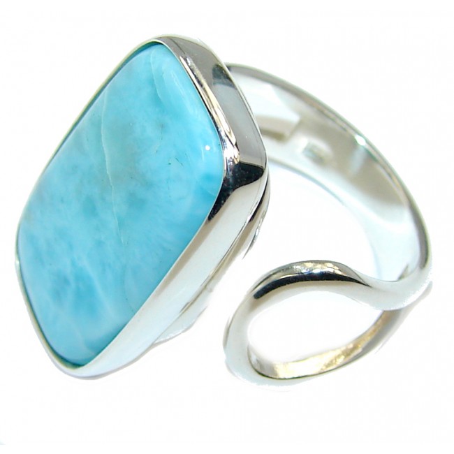 Perfect AAA Blue Larimar Sterling Silver Ring s. 7 adjustable