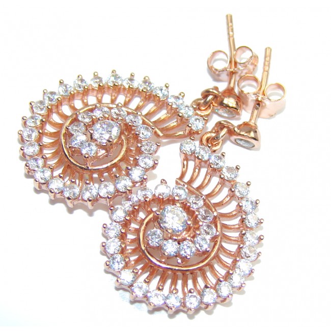 Secret Ocean AAA White Topaz, Rose Gold Plated Sterling Silver earrings