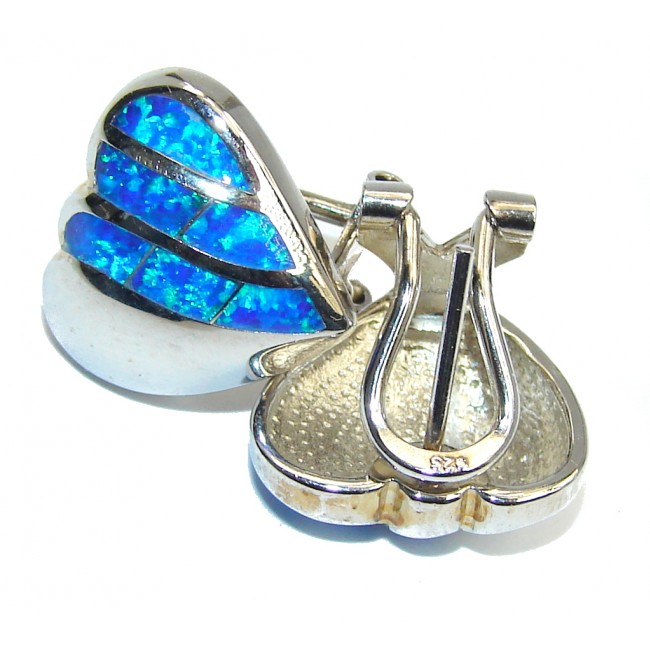True Love AAA Blue Japanese Fire Opal Sterling Silver earrings