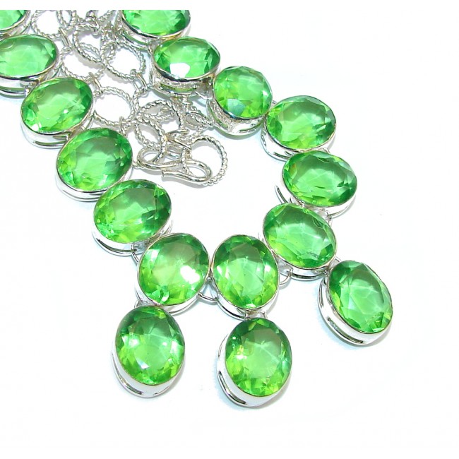 Fresh Island Created Green Peridot Sterling Silver necklace