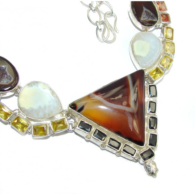 Exotic Beauty Botswana Agate Sterling Silver necklace