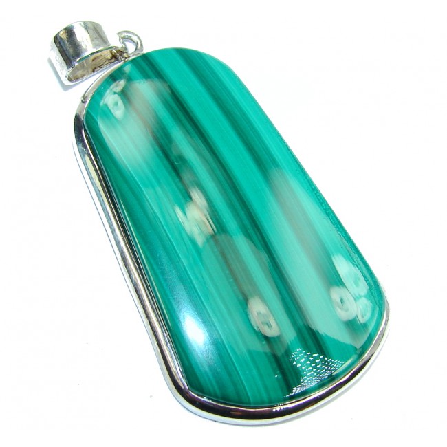 Exclusive AAA Green Malachite Sterling Silver Pendant