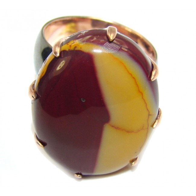 Gorgeous AAA Mookaite Jasper, Rose Gold Plated, Rhodium Plated Sterling Silver Ring s. 8 1/2