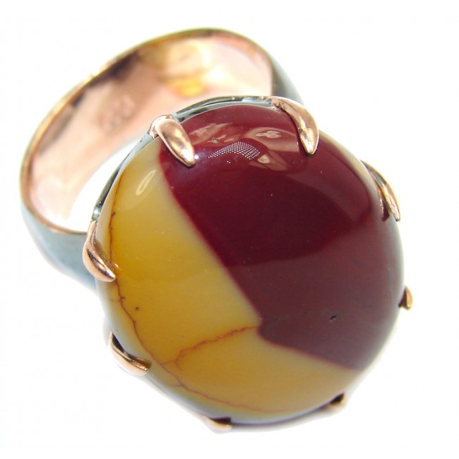 Gorgeous AAA Mookaite Jasper, Rose Gold Plated, Rhodium Plated Sterling Silver Ring s. 8 1/2