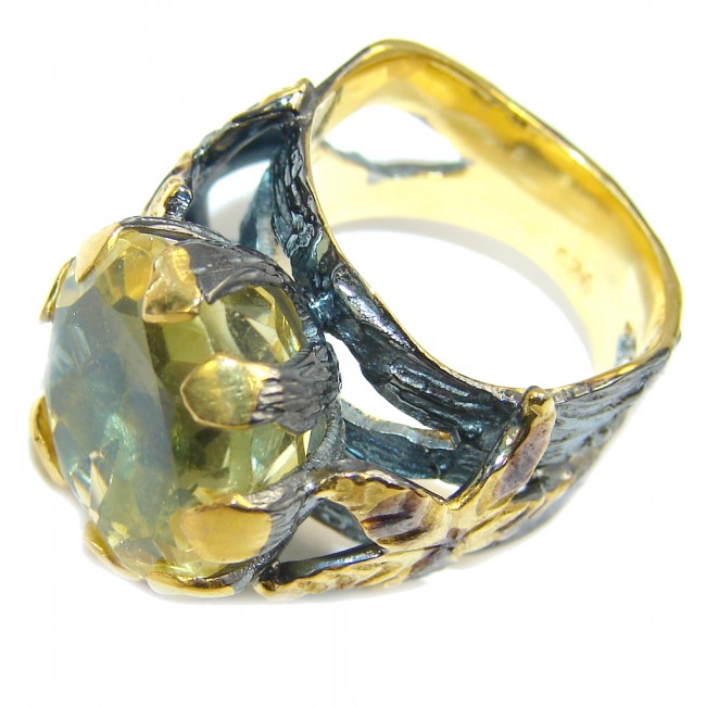 Genuine AAA Citrine, Gold Plated, Rhodium Plated Sterling Silver Ring s. 6 1/4