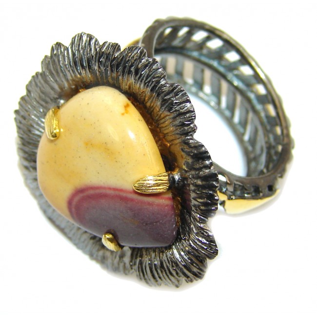 Awesome AAA Mookaite Jasper, Gold Plated, Rhodium Plated Sterling Silver Ring s. 6- adjustable
