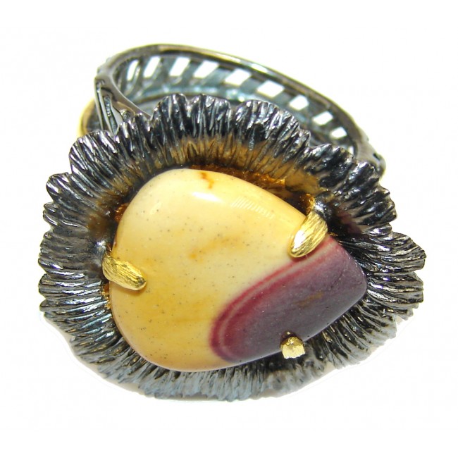 Awesome AAA Mookaite Jasper, Gold Plated, Rhodium Plated Sterling Silver Ring s. 6- adjustable
