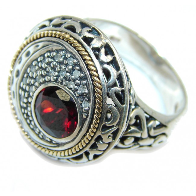 Secret Love Red Garnet Sterling Silver Ring s. 7