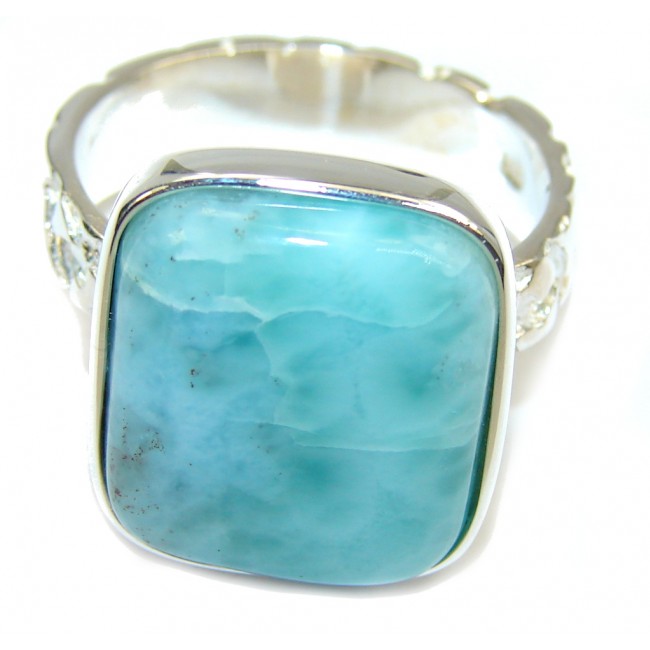 Genuine AAA Blue Larimar Sterling Silver Ring s. 8 1/4