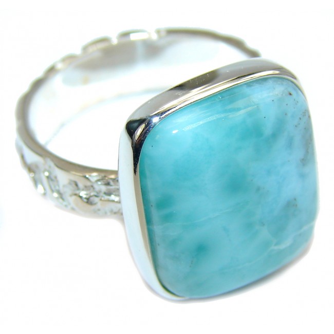 Genuine AAA Blue Larimar Sterling Silver Ring s. 8 1/4