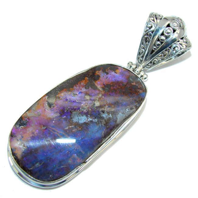 Beautiful AAA+ Australian Boulder Opal Sterling Silver Pendant