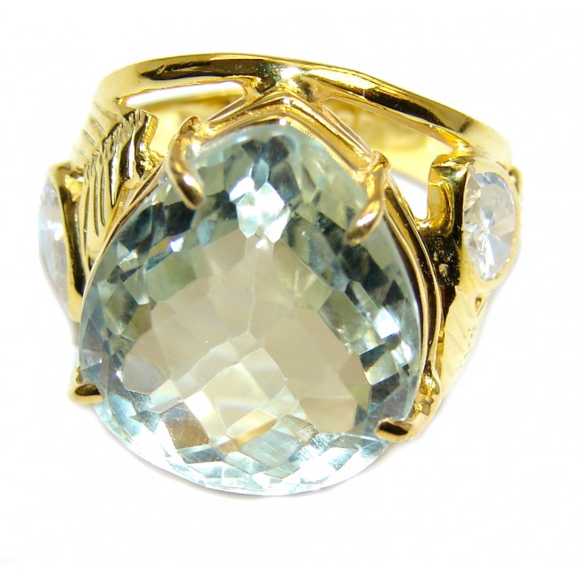 Delicate Green Amethyst Gold Plated Sterling Silver ring s. 7