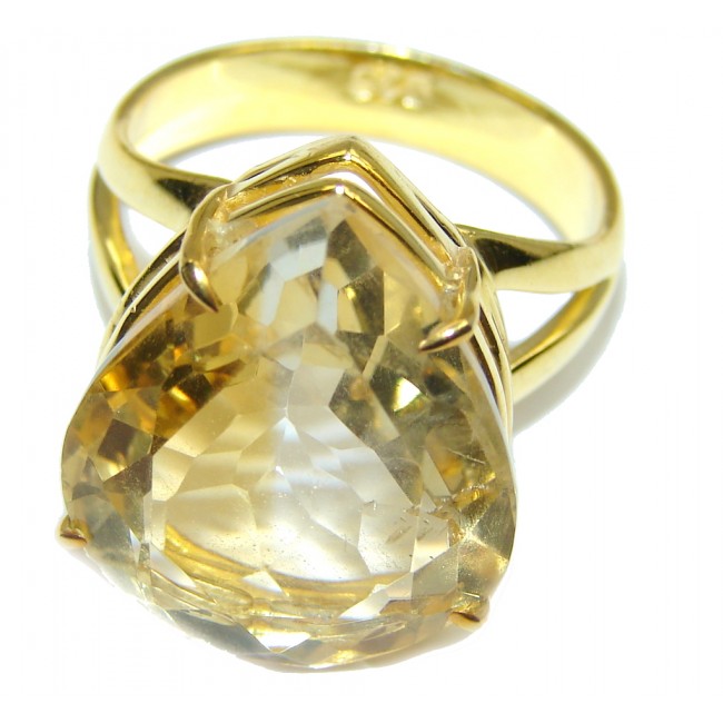 Amazing Genuine Citrine Gold Plated Sterling Silver ring s. 8 1/2