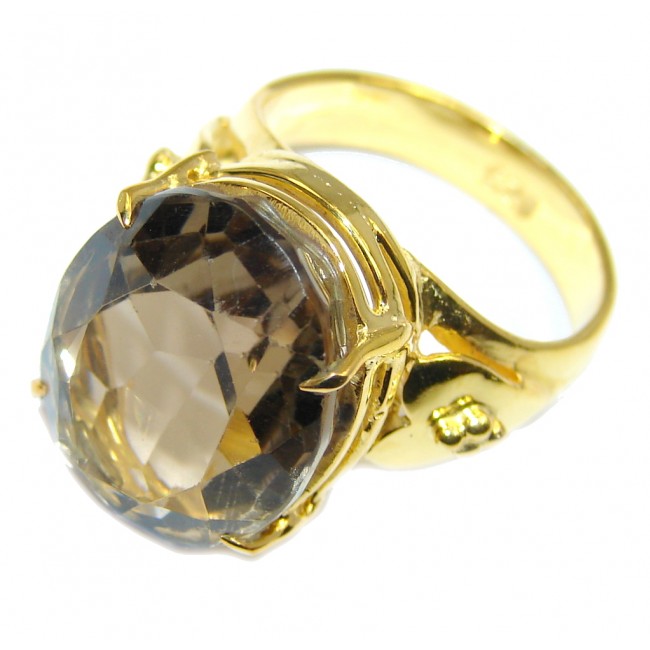 Amazing Genuine Citrine Gold Plated Sterling Silver ring s. 7