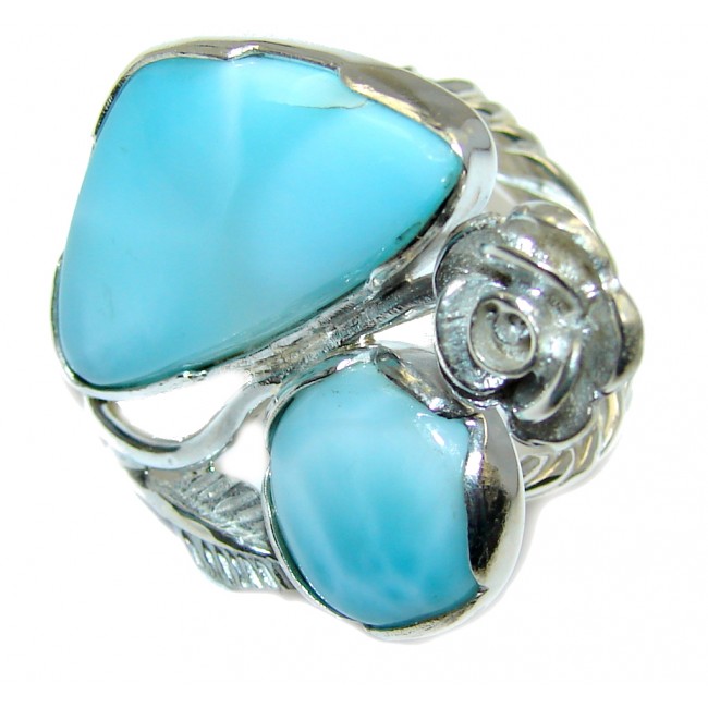 Genuine AAA Blue Larimar Sterling Silver Ring s. 7 1/2