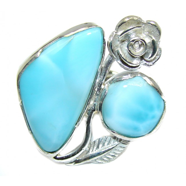 Genuine AAA Blue Larimar Sterling Silver Ring s. 7 1/2
