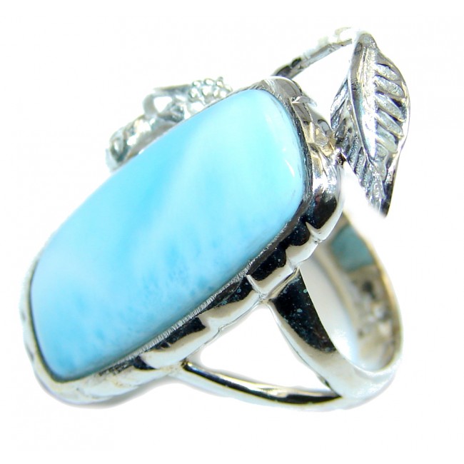 Genuine AAA Blue Larimar Sterling Silver Ring s. 6 1/4