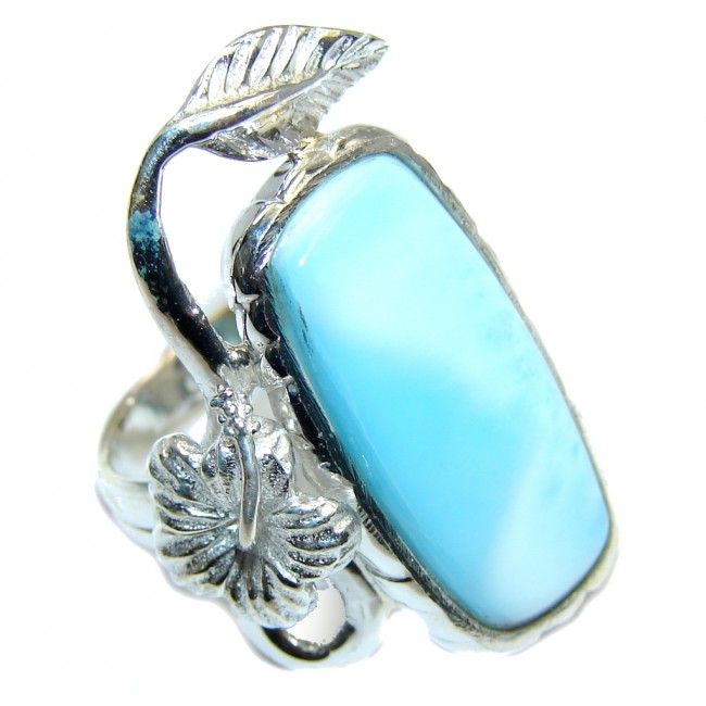 Genuine AAA Blue Larimar Sterling Silver Ring s. 6 1/4