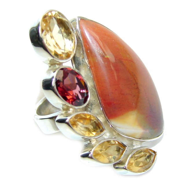 Perfect Australian Mookaite Sterling Silver Ring s. 6 3/4