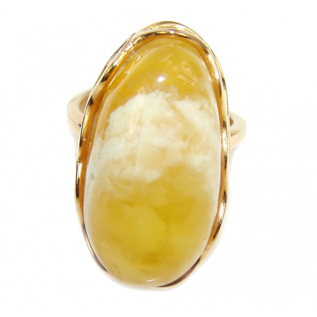 Genuine Butterscotch AAA Baltic Polish Amber Gold Over Sterling Silver Ring s. 6 1/2 adjustable