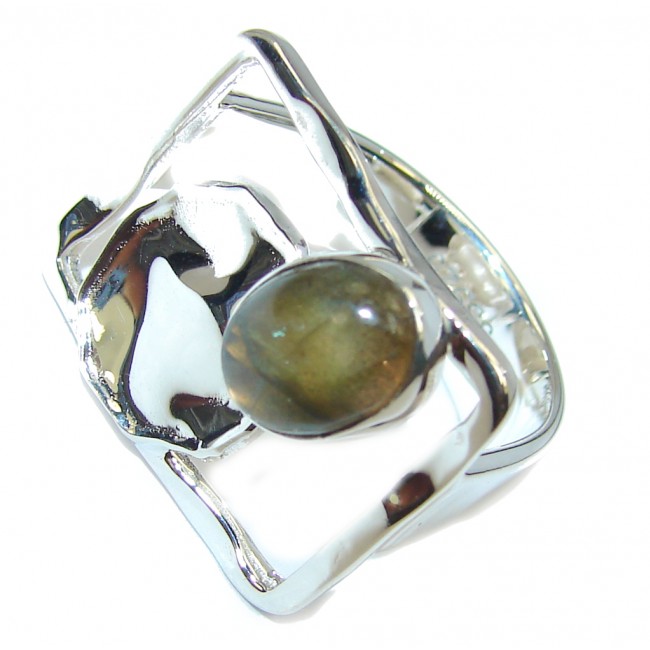 Modern Shimmering Labradorite Sterling Silver Ring s. 7