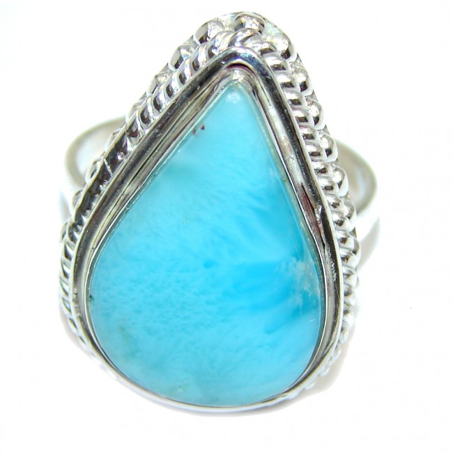 Genuine AAA Blue Larimar Sterling Silver Ring s. 8 3/4