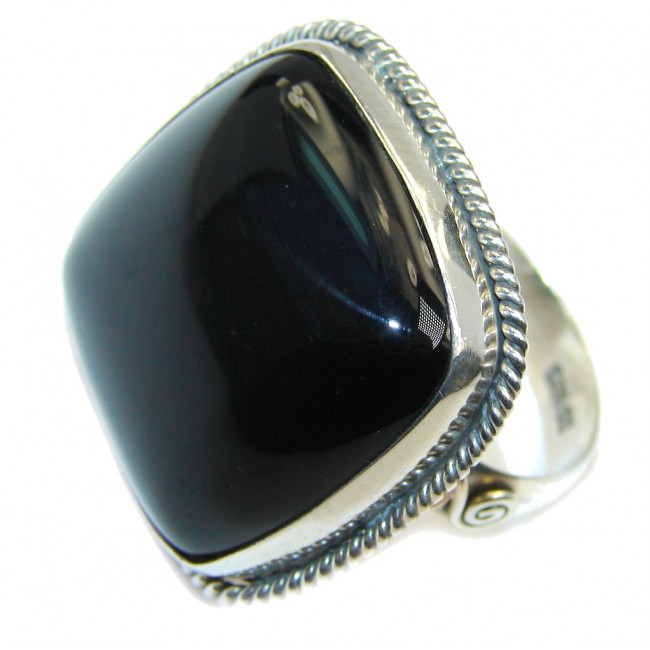Amazing AAA Black Onyx Sterling Silver ring s. 9 1/2