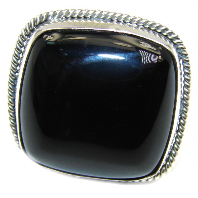 Amazing AAA Black Onyx Sterling Silver ring s. 9 1/2