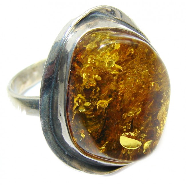 Genuine Polish Amber Sterling Silver Ring s. 9 1/4