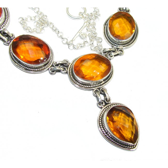 Amazing created Golden Topaz Handcrafted Sterling Silver necklace