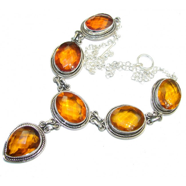 Amazing created Golden Topaz Handcrafted Sterling Silver necklace