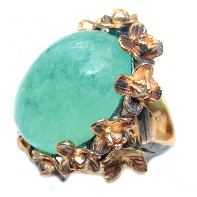 Vintage Design AAA Green Apatite Rose Gold Plated, Rhodium over Sterling Silver ring; s. 5 3/4