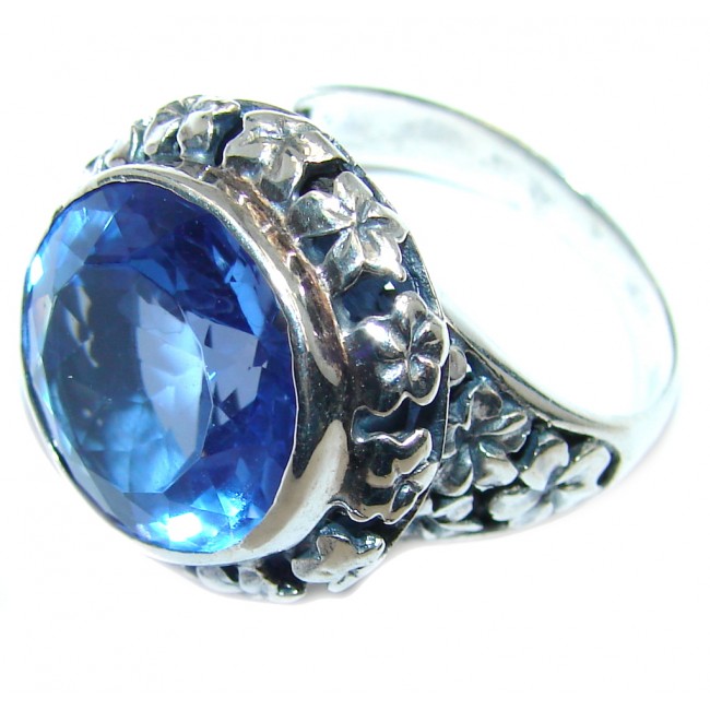Blue Heaven Topaz Oxydized Sterling Silver Ring s. 8