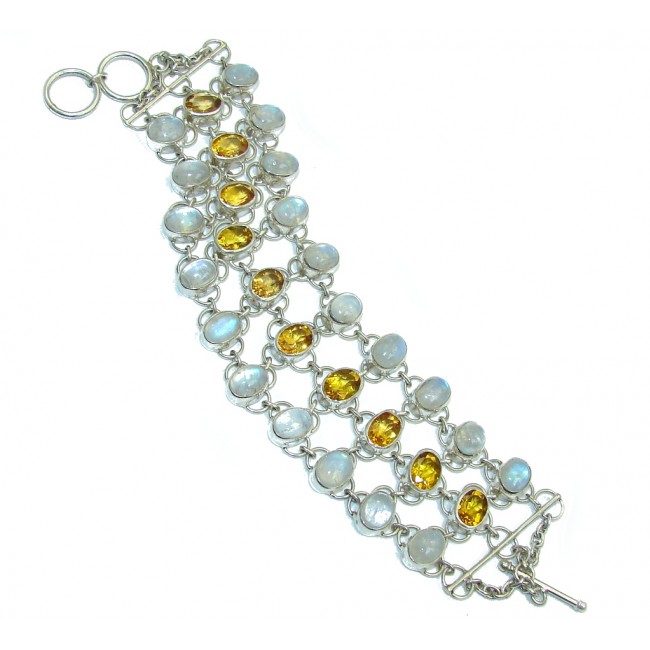 Amazing AAA faceted Citrine & Moonstone & Sterling Silver Bracelet