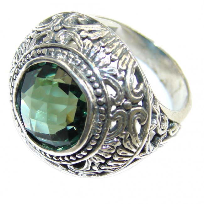 Secret AAA Light Green Amethyst Sterling Silver Ring s. 8 1/4