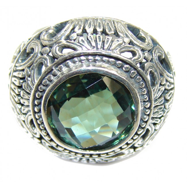 Secret AAA Light Green Amethyst Sterling Silver Ring s. 8 1/4