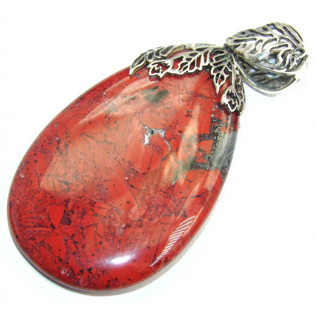 Big! Natural AAA Red Jasper Sterling Silver handcrafted Pendant